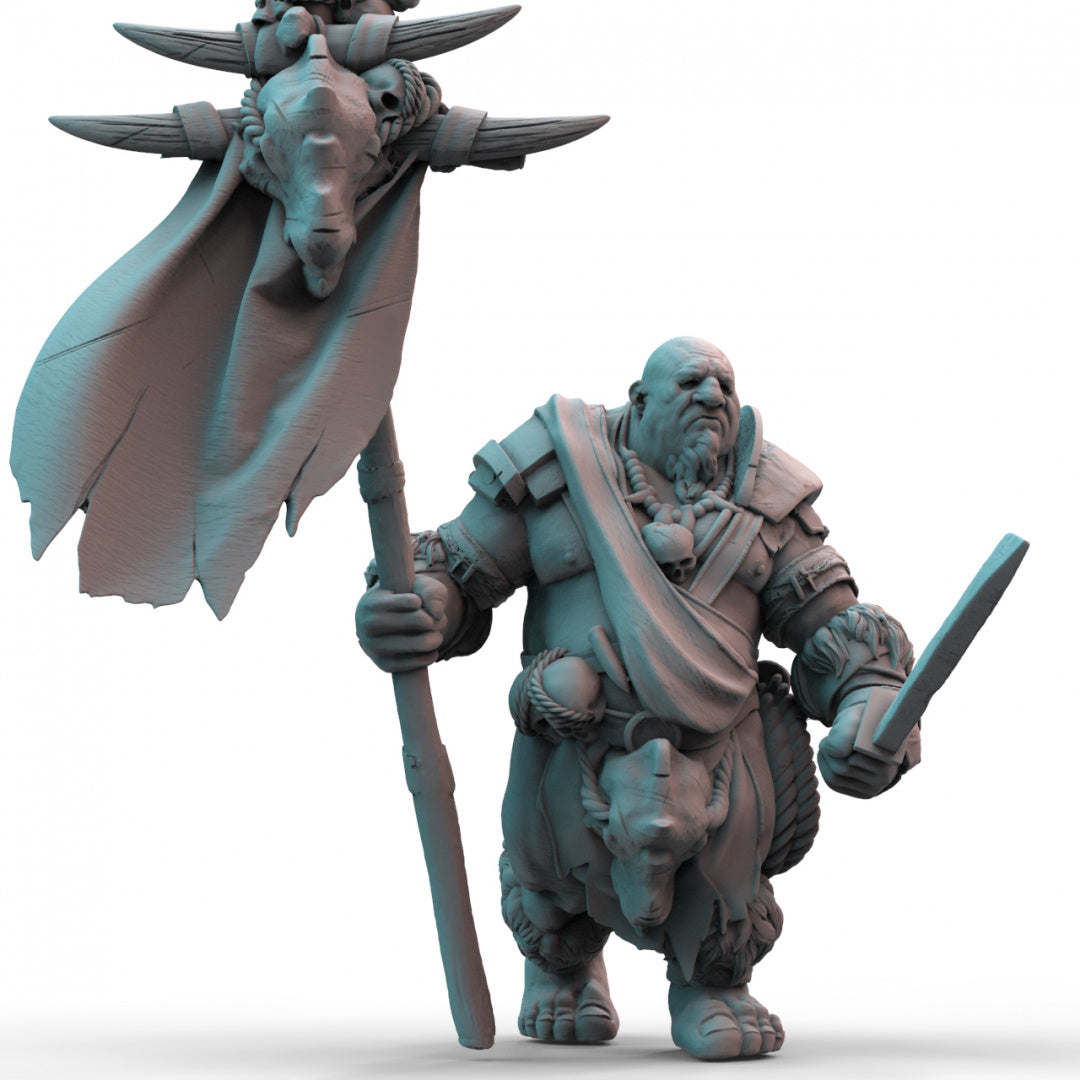 Ogre Banner Bearer 3D Printed Resin Tabletop Models