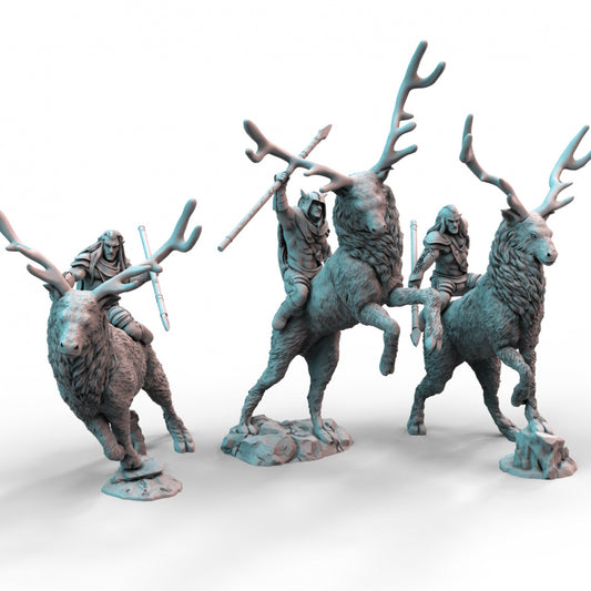Stag Riders Noble Elven 28mm Resin 3D Printed Tabletop Models