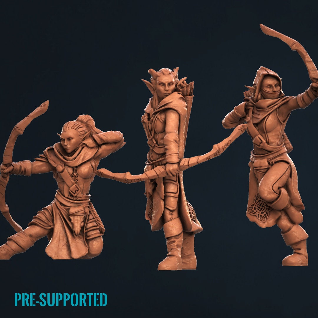 Elven Female Archers Deadly Markswomen in 28mm Resin 3D Printed Tabletop Models