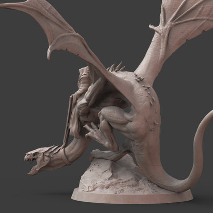 Undead Wyvern with Lich Rider: 3D Printed Tabletop Model