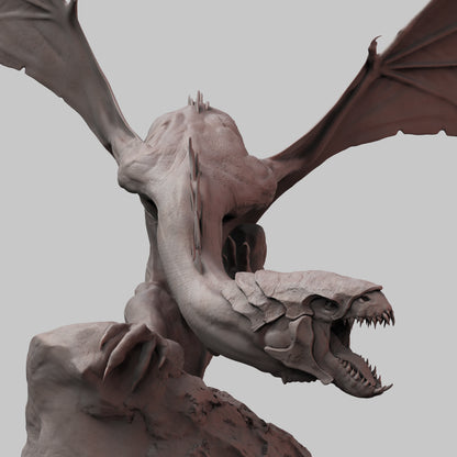 Undead Wyvern with Lich Rider: 3D Printed Tabletop Model