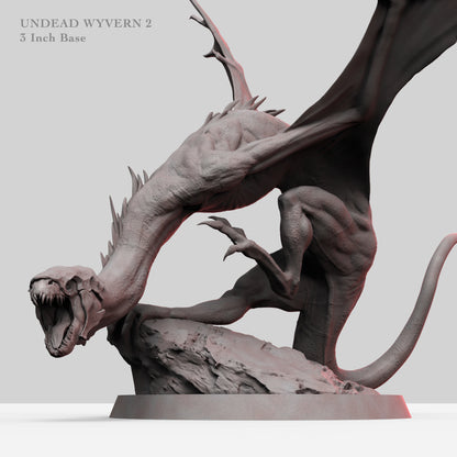 Undead Wyvern with Lich Rider: 3D Printed Tabletop Model