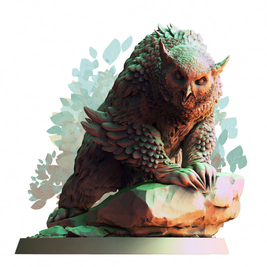 Owl Beast On Rock: 3D Printed Tabletop Model