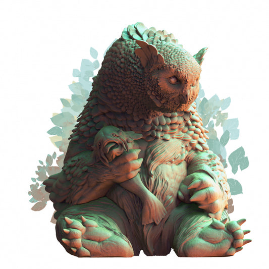 Owl Beast Sitting: 3D Printed Tabletop Model