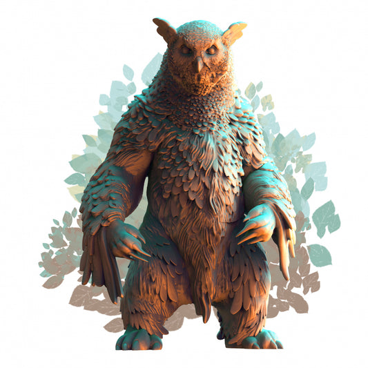 Owl Beast Standing pose 1: 3D Printed Tabletop Model