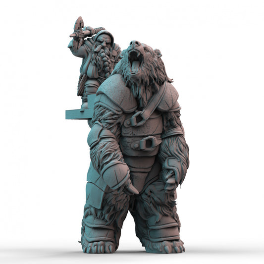 Armored Bear and Dwarf Rider Dynamic Duo 3D Printed Tabletop model