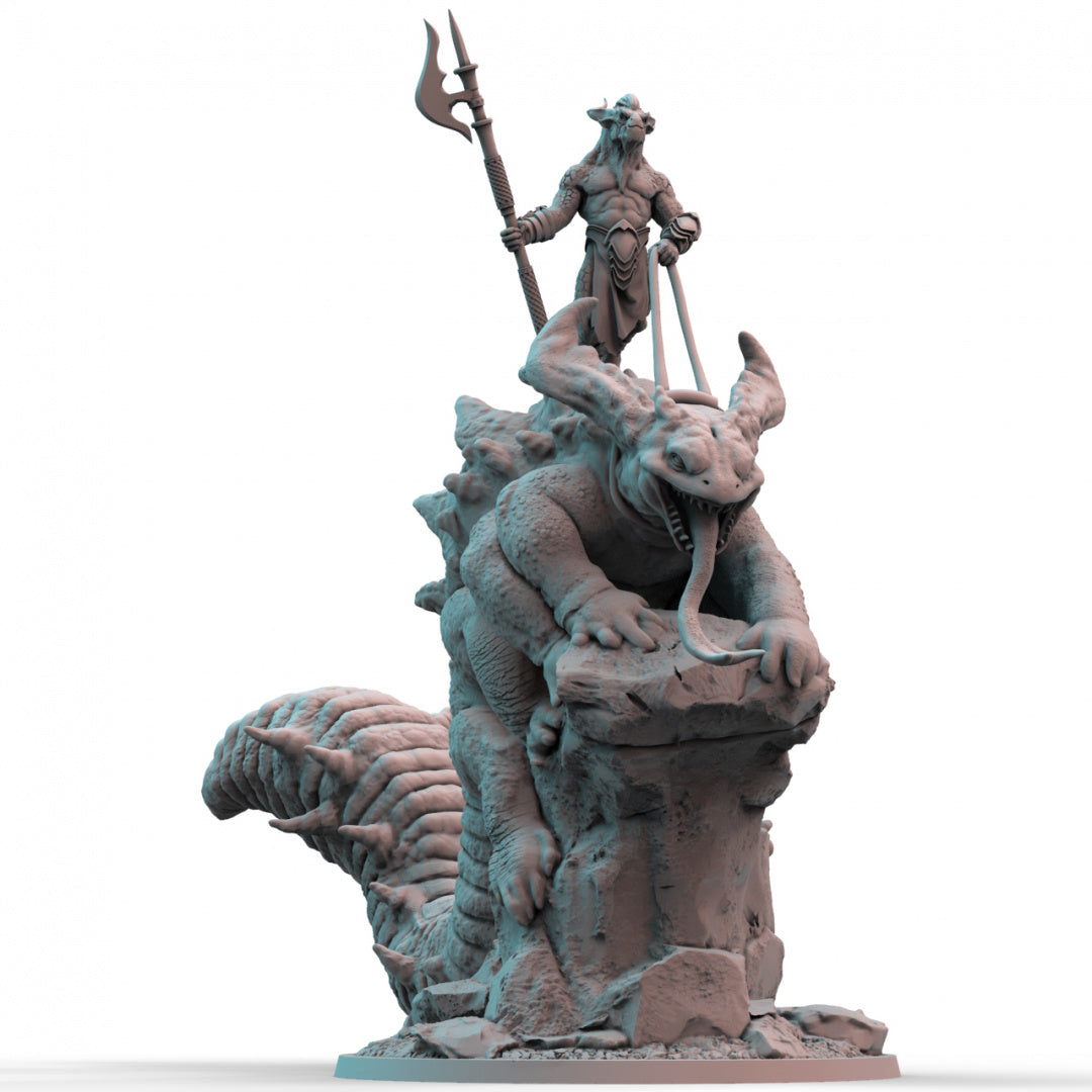 Dragonfolk Salamander Hunter Mount 3D Printed Resin Tabletop Model