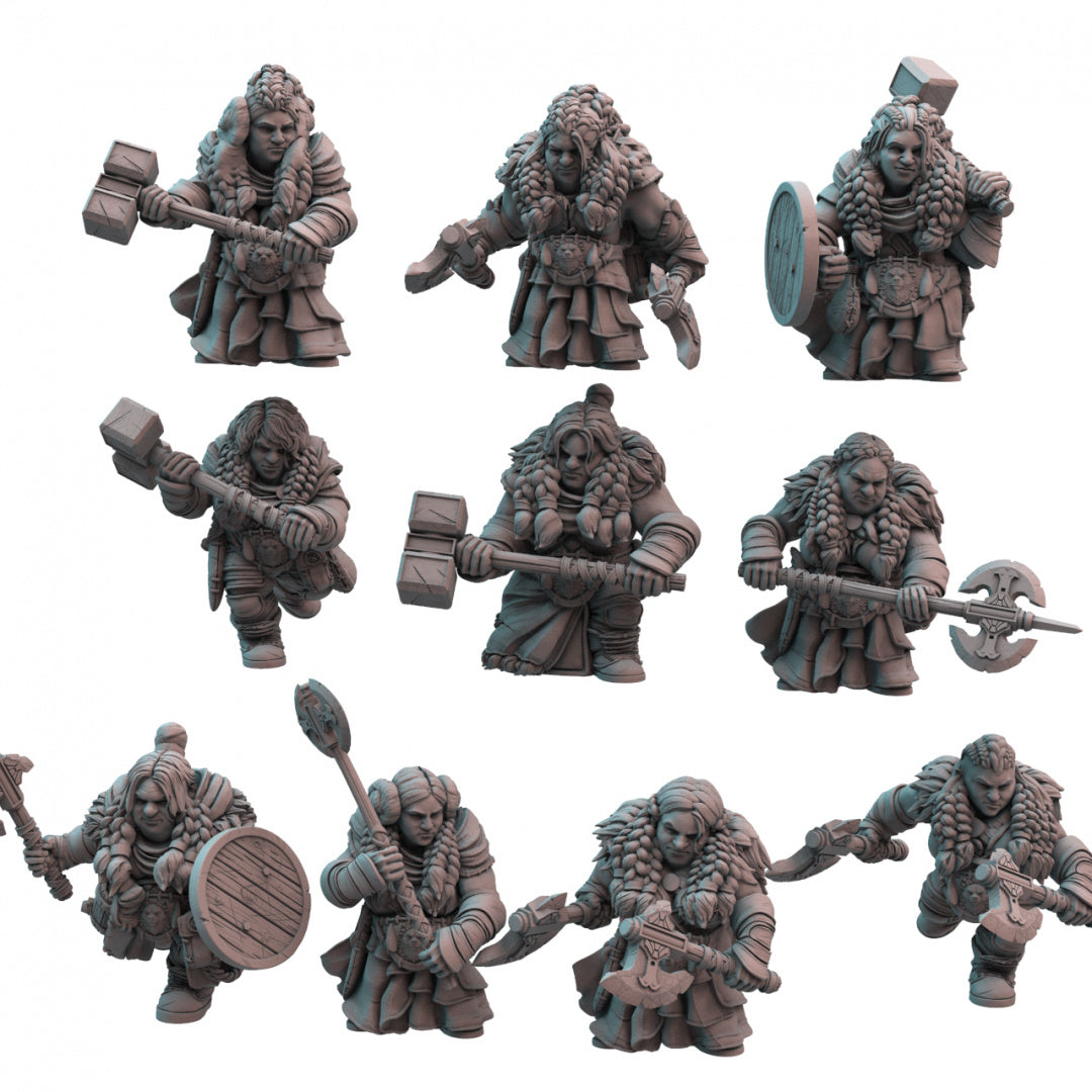 10 Dwarf Female Unit: 3D Resin Printed Tabletop Models – KitBashBox