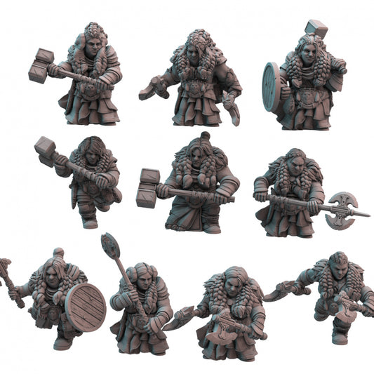 10 Dwarf Female Unit 3D Resin Printed Tabletop Models