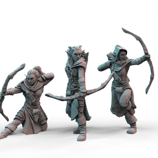 Elven Female Archers Deadly Markswomen in 28mm Resin 3D Printed Tabletop Models
