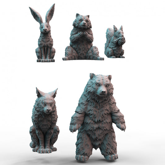 Forest Critters Charming Companions for Tabletop Adventures in 28mm Resin 3D Printed Models
