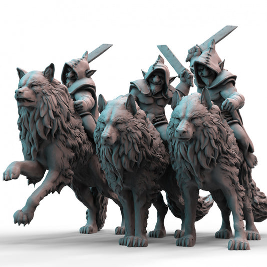 Goblin Wolf Riders 3D Resin Printed Tabletop models
