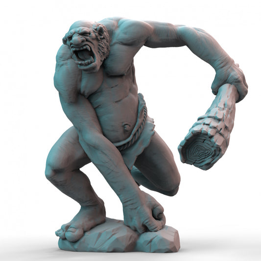 Hill Troll with Wooden Club Miniature 3D Printed Resin Tabletop Model