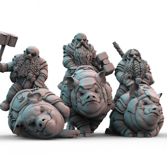 Dwarf Hog Riders Ferocious Cavalry 3D Printed Tabletop Models