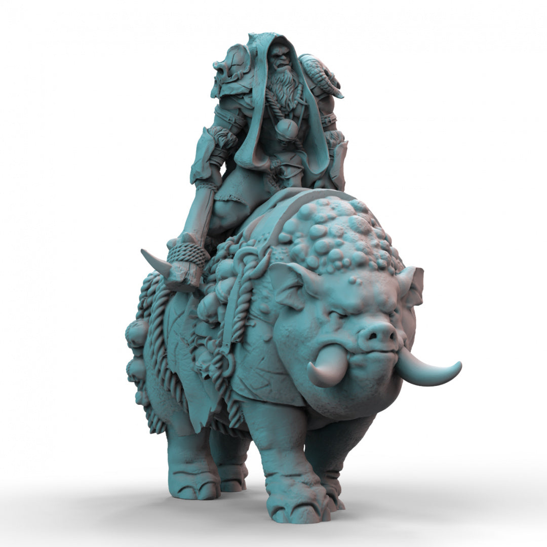 Orc War Boss with Hog Mount 3D Printed Resin Tabletop Models