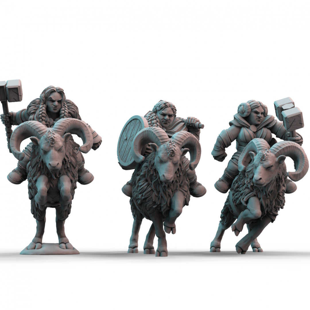 Ram Rider Render Dwarf Female Ram Riders: Resin 3D Printed Taletop Models – KitBashBox