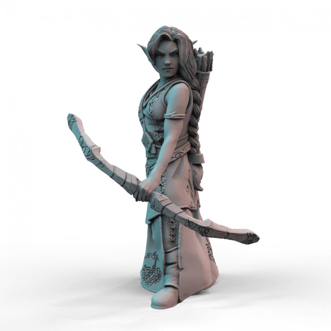 Young Female Archer 28mm Resin 3D Printed Tabletop Model