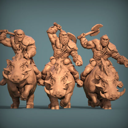 Orc Great Boar Riders 3D Printed Resin Tabletop Models