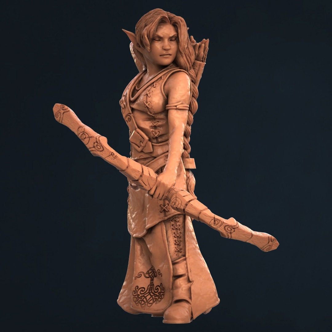 Young Female Archer 28mm Resin 3D Printed Tabletop Model