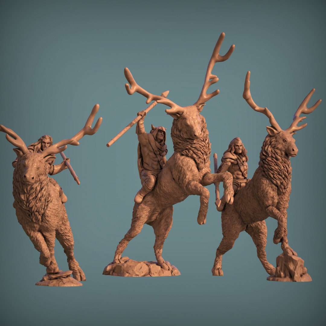 Stag Riders Noble Elven 28mm Resin 3D Printed Tabletop Models