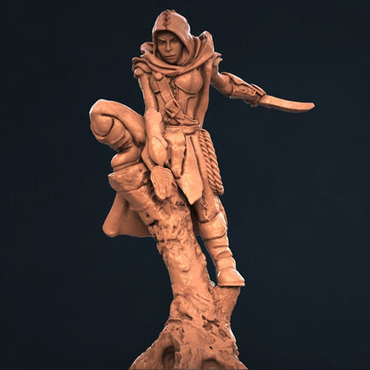 Elf Rogue Cunning and Stealthy 28mm Resin 3D Printed Model for Tabletop Games