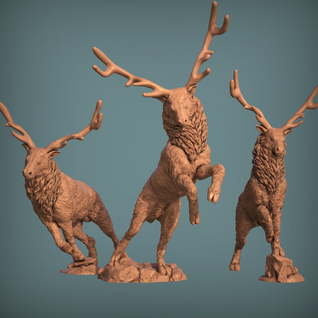 Enchanted Forest Stags 28mm Resin 3D Printed